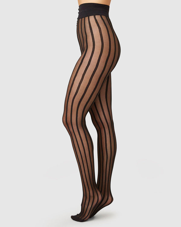 swedish stockings siri stripe tights black