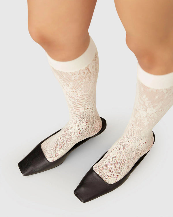 Rosa Lace Knee-High Ivory