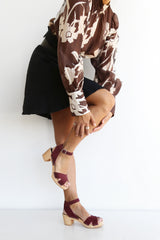 preloved brown and beige flower top