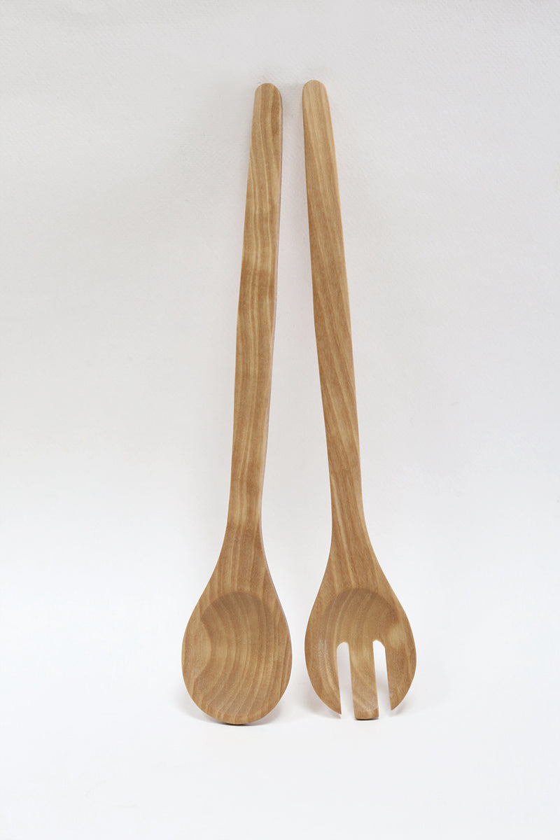 salad servers oiled birch 32cm