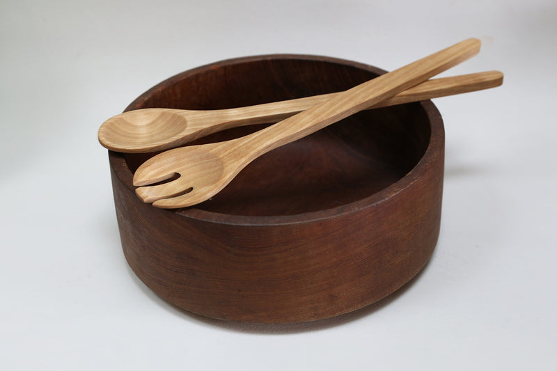 salad servers oiled birch 32cm