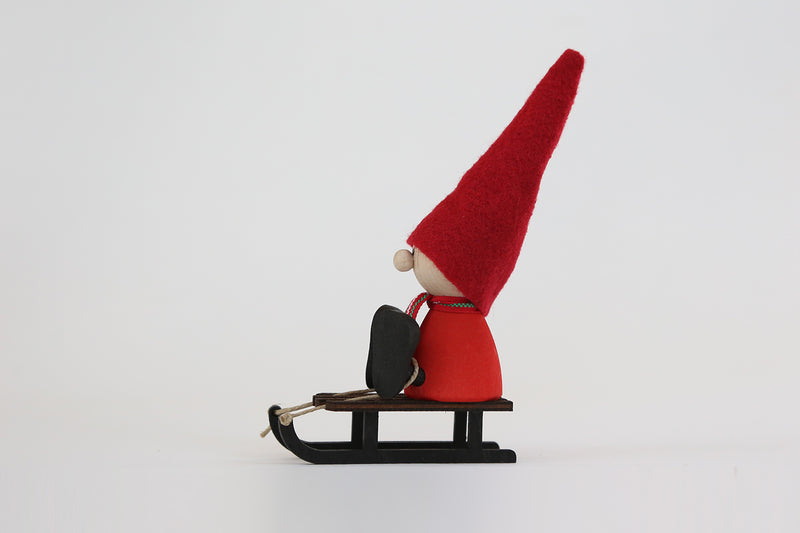 santaboy on sleigh red/red 8cm