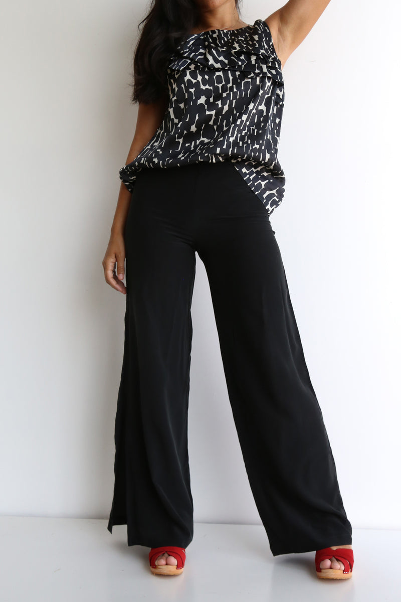 preloved silk pants black size M