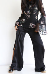 preloved black shiny silk pants