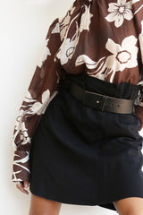 preloved brown and beige flower top