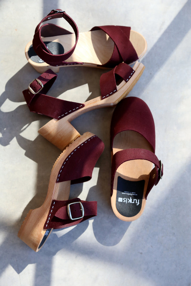 anita clog bordeaux suede