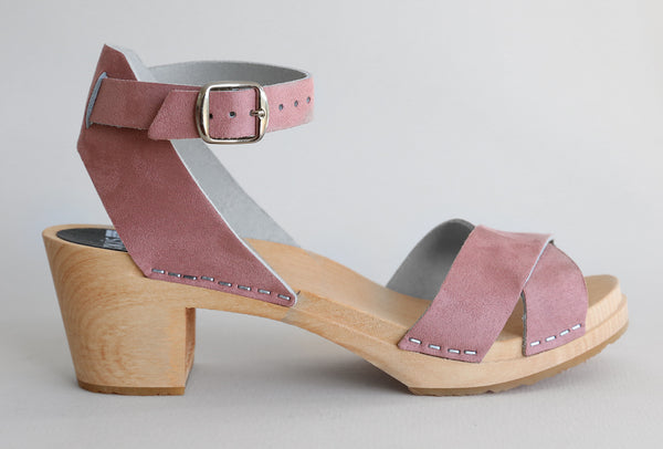 921 amy clog high pink suede