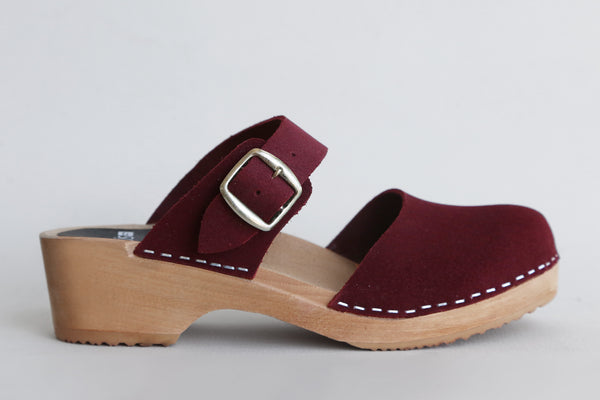 anita clog bordeaux suede