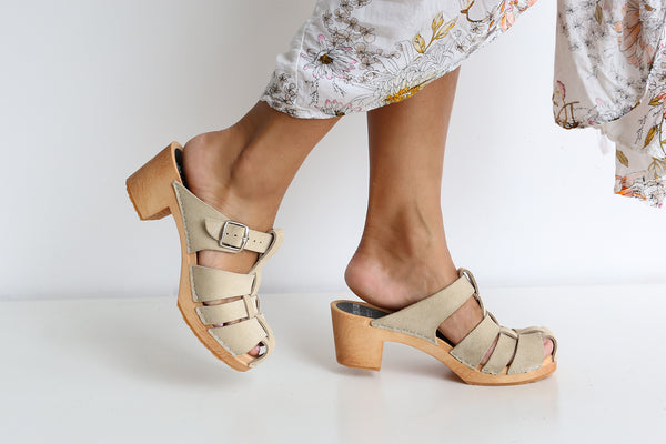 anna plait clog ecru suede size 36 37 38 41