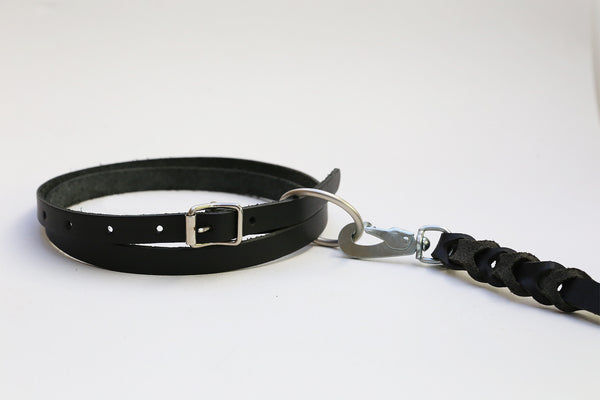 funkis dog collar black & silver