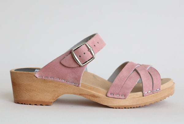 695 clara clog low pink suede