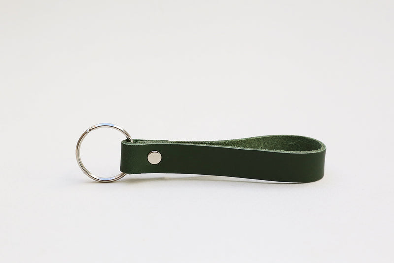 funkis leather key ring green