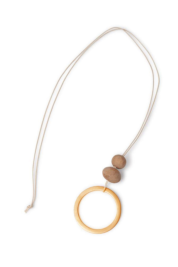 funkis abelina necklace native timber raw with brass ring