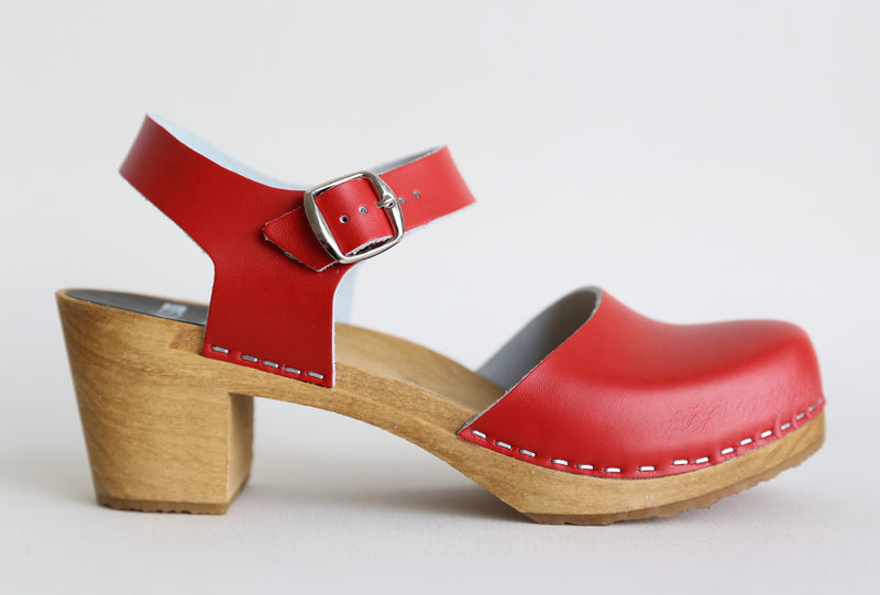 973 olivia clog high red with brown base