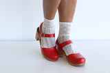 973 olivia clog high red with brown base