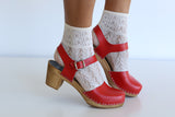 973 olivia clog high red with brown base