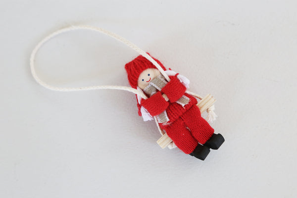 santa hanging girl on swing red 9 cm