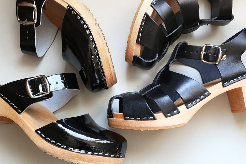 anita clog low patent black