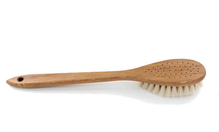 iris bath brush long with handle horse hair