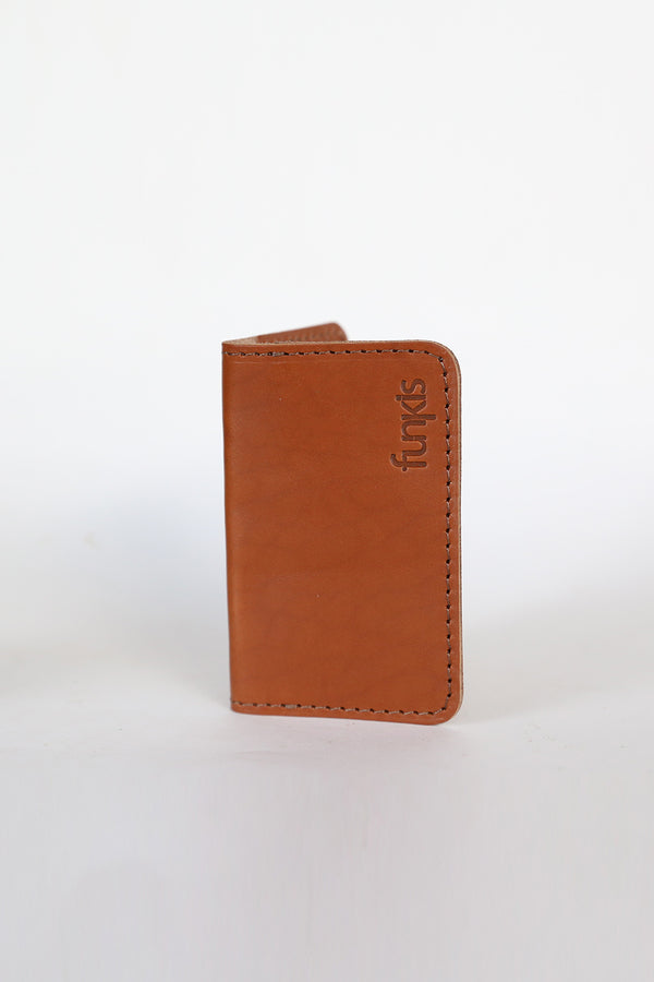 funkis leather card holder light brown