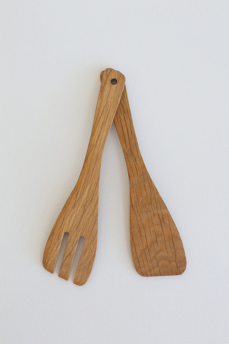 Salad set oiled oak 24cm