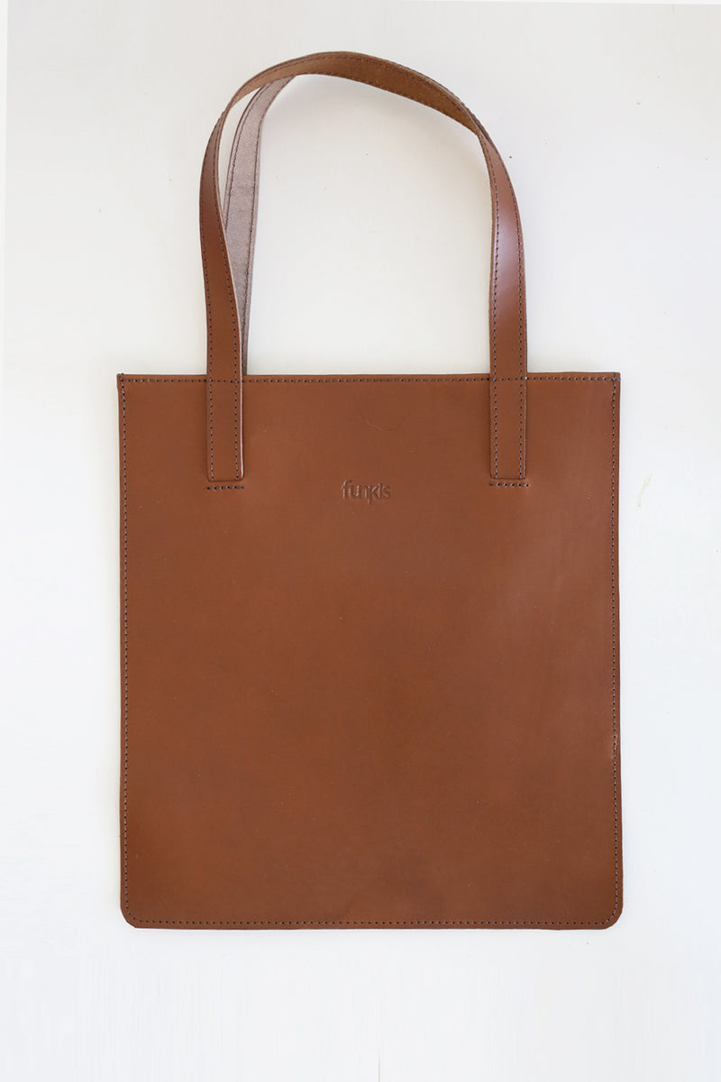 funkis leather tote bag light brown