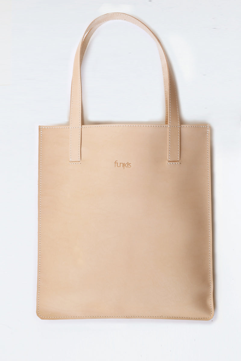 funkis leather tote bag natural