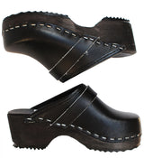 63 kids plain black clogs