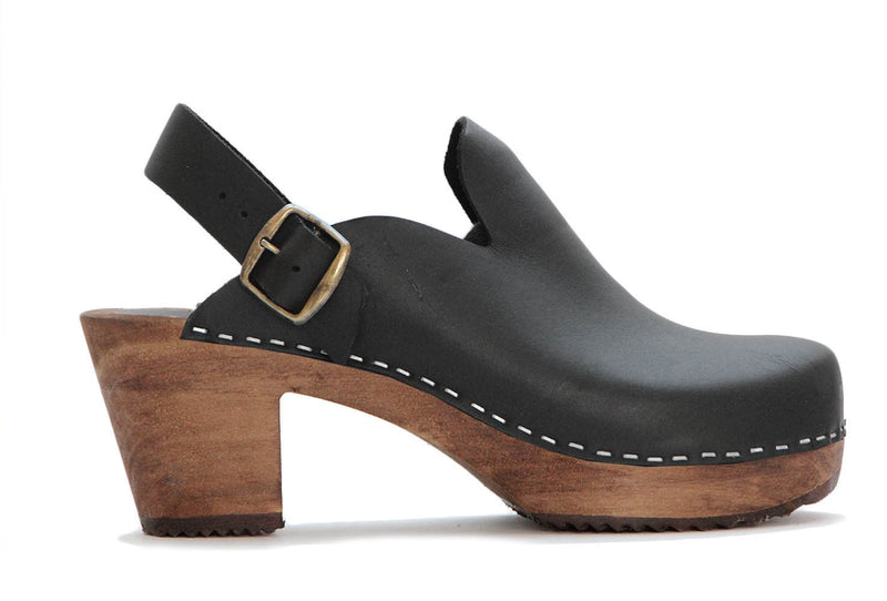 964 clog high black with brown base