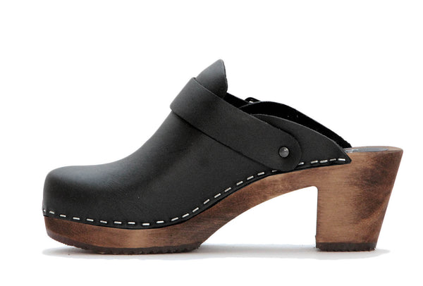 964 clog high black with brown base