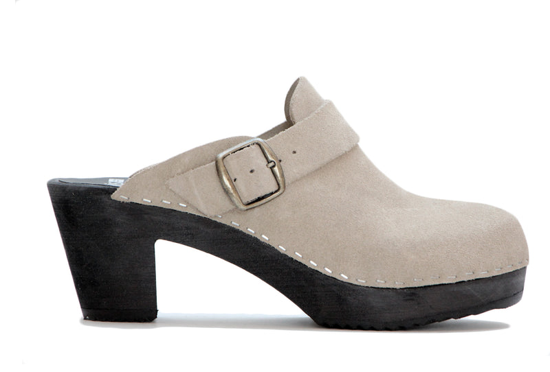 964 clog high stone suede with black base