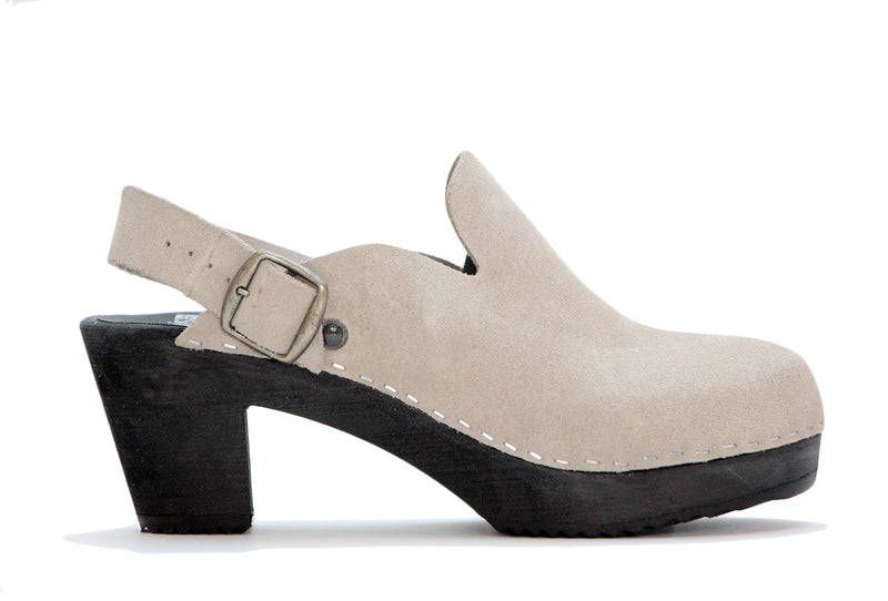 964 clog high stone suede with black base