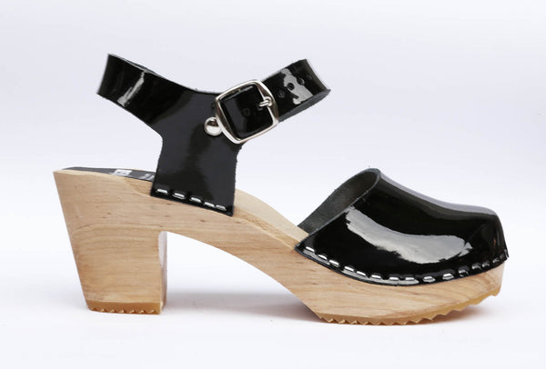 978 camilla clog black patent