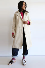 funkis long paired back trench coat vanilla