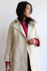 funkis long paired back trench coat vanilla