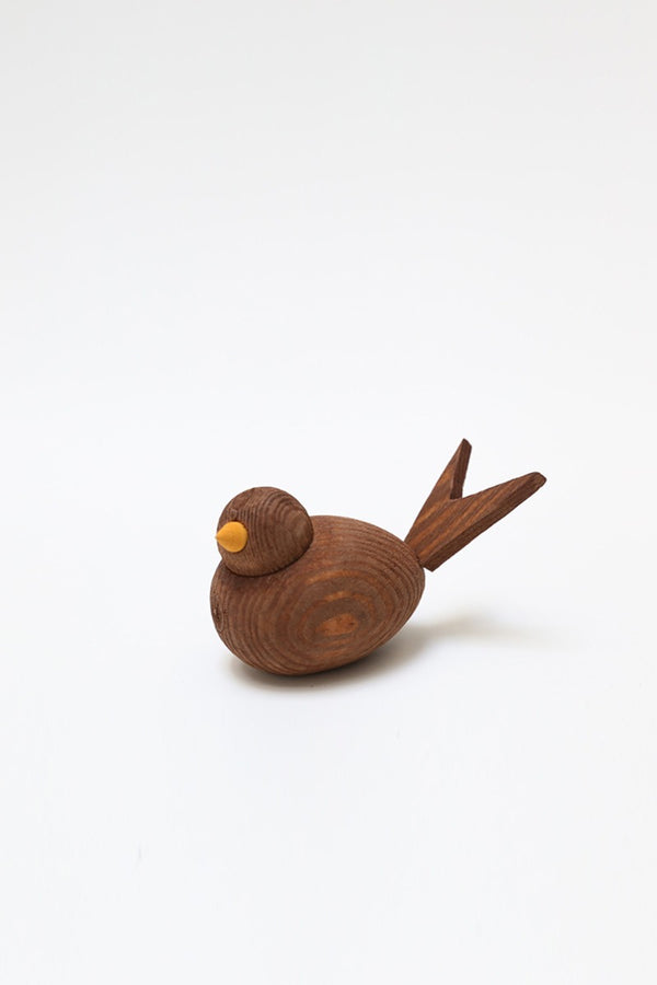 wooden bird 8cm brown
