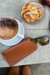 funkis leather glasses case light brown